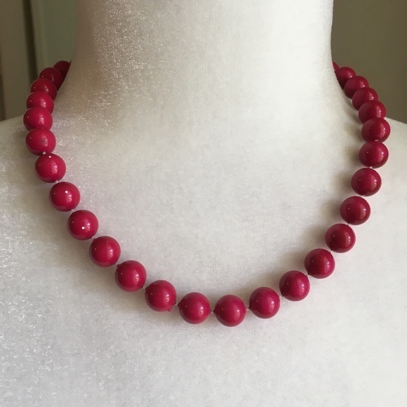 Red Beaded Beads Simple Necklace - Picture 1 of 5